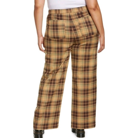 BP Women's High Waist Checkered Brown Plaid Trousers Size Small - Picture 2 of 13
